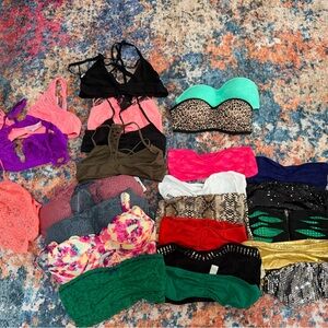 Assorted Women's Bandeau & Bralette Set - Green, Pink, Black, Teal & More